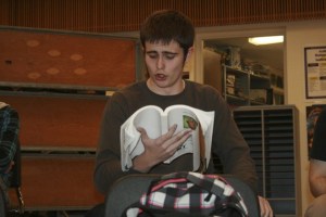 Tahoma’s Ben Fisher sings during a rehearsal for the school’s upcoming drama production “Into the Woods.” Fisher plays two roles.