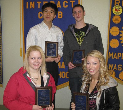 Maple Valley Rotary Students of the Month.  Back (Left to right): Anthony Yun