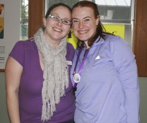 Dacia Roessler and Kristy Fassio participated in the American Cancer Society awareness event at the Maple Valley Community Center Saturday