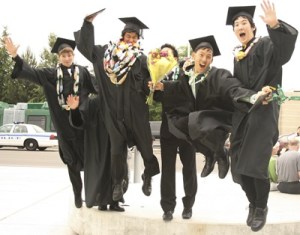Seniors from Kentwood High School jumped into their future after graduation ceremonies Saturday at the ShoWare Center in Kent.