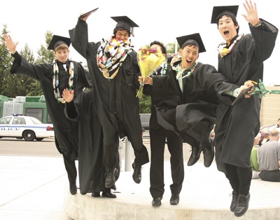 Seniors from Kentwood High School jumped into their future after graduation ceremonies Saturday at the ShoWare Center in Kent.