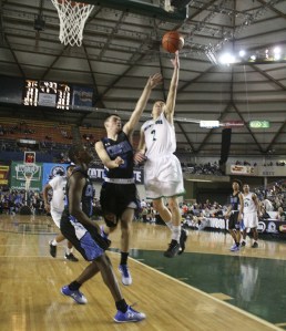 Koby Huerta shots over a Curtis defender in the semifinal Friday