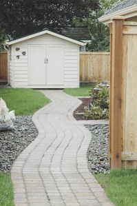 Laying a paver path  created a dry walkway through a normally muddy area in the backyard. A project a family can tackle.