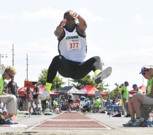 Kentwood's Brandon Stribling took the bronze in the long jump with 22-11.50.