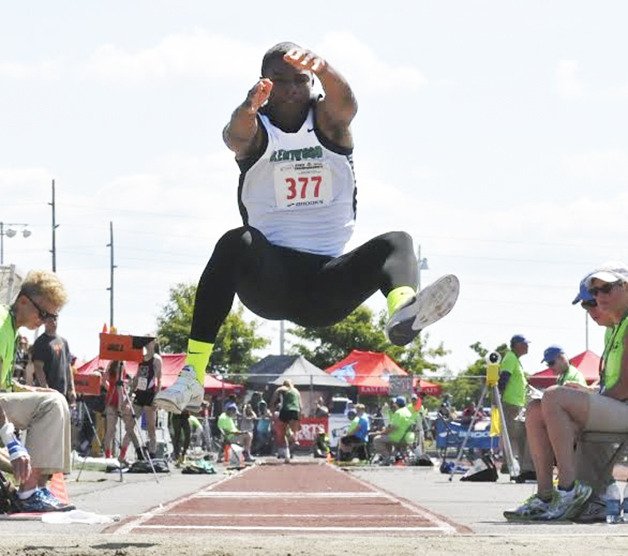 Kentwood's Brandon Stribling took the bronze in the long jump with 22-11.50.