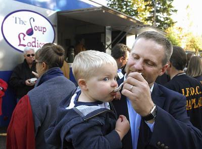 James Hutchinson gives his son Tristan