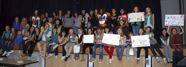 The Covington Girl Scouts rallied at Cedar Heights Middle School Jan. 11 to kick off Girl Scout Cookie presales.