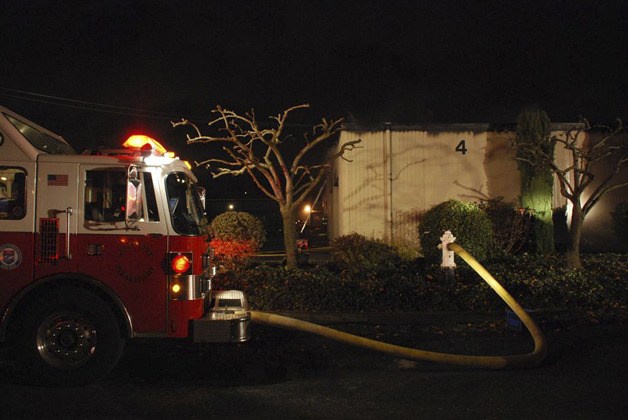Firefighters on scene of commercial fire Dec. 29 in Kent.