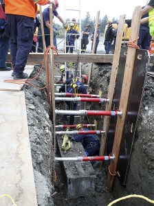 Members of the South King County Fire Training Consortium entered and secured a trench on Sept. 10 during rescue training in Maple Valley.