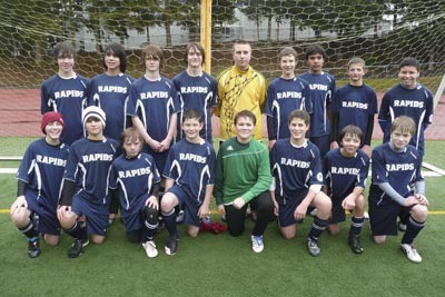 The Rapids 95 Navy U-14 soccer team won the division championship for the District 3 Silver Division in the Maple Valley Soccer Association premier club.  In the front row are Derek Powers