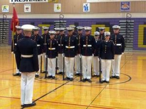 Cadets from the Kentwood/Kentridge/Kentlake Marine Corps JROTC.