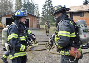 Kent Reporter editor Laura Pierce gets an appreciation for firefighting April 16