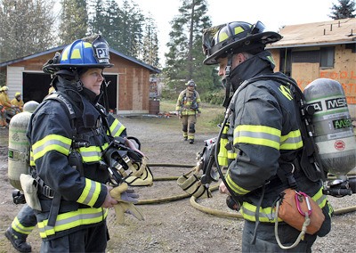 Kent Reporter editor Laura Pierce gets an appreciation for firefighting April 16