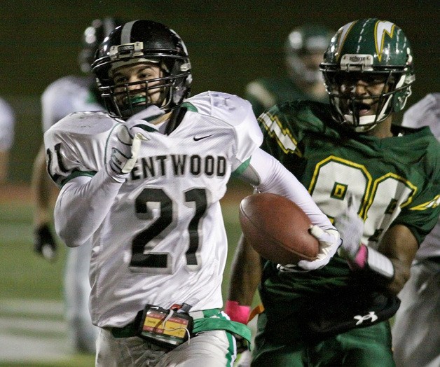 Kentwood's Matt Hubbard makes a big run up field that leads to a game winning field goal against Kentridge