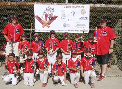 The Maple Valley Bombers show off their hardware. Front row