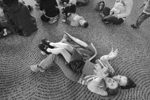 To do their part in an interactive concert at Covington Library last Saturday