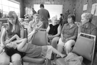 Celebrating Wonderland Estates’ preservation at a party at the mobile home community’s clubhouse are Karen Duncan and her daughter