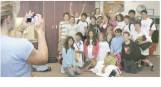 Fifth and sixth-grade students and their teacher