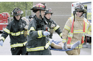 Firefighters such as (from left) Jeff Greene