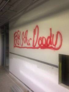 This photo was provided by the King County Sheriff's Office of some of the damaged caused at the site of the new Tahoma High School. Anyone with information is asked to contact the Maple Valley Police Department or Crime Stoppers.