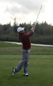 RJ Tallud plays a practice round at Druids Glen Golf Course at practice Monday.
