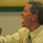 Kentridge coach Bob Sandall shouts instruction during the Chargers&rsquo; win. MARK KLAAS, Kent Reporter
