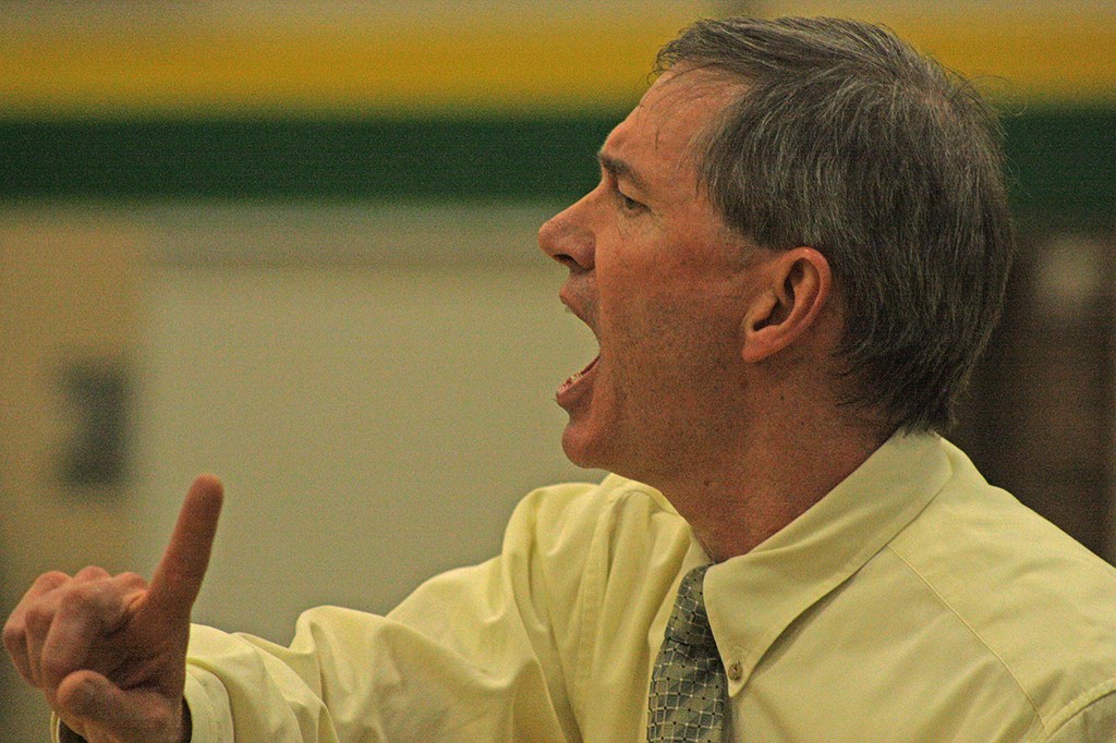 Kentridge coach Bob Sandall shouts instruction during the Chargers&rsquo; win. MARK KLAAS, Kent Reporter