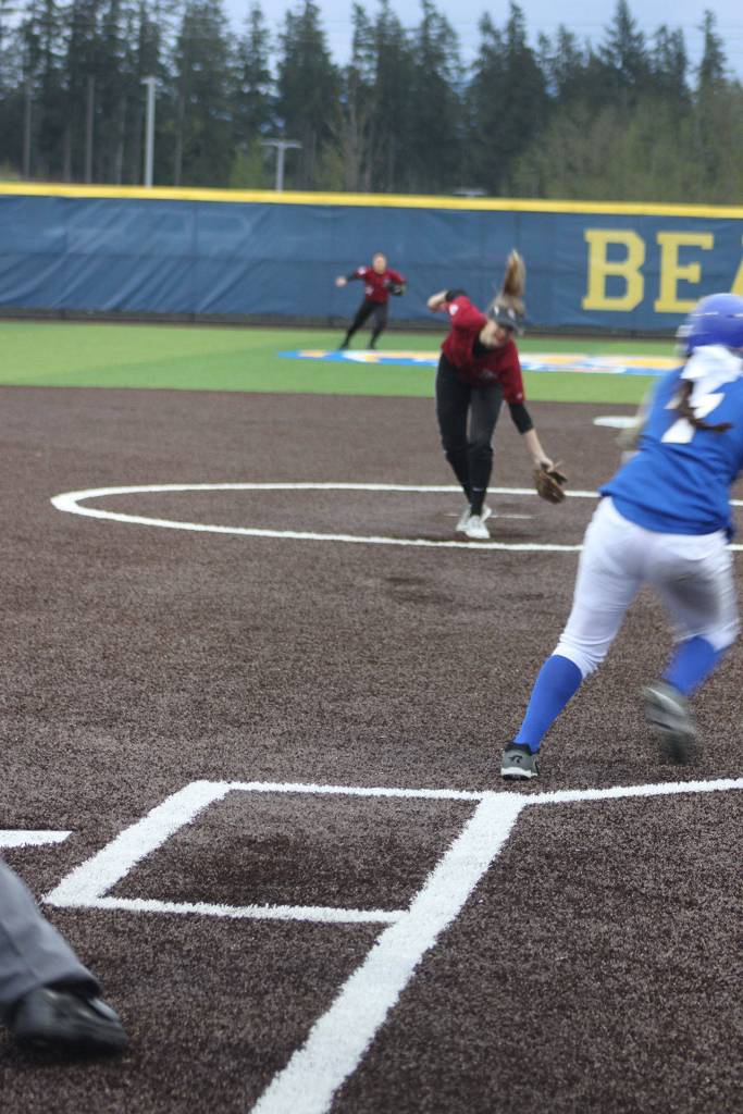 Kentlake junior Allyson Overall catches a line drive Wednesday off of Tahoma junior Kaylee Hazelwood.