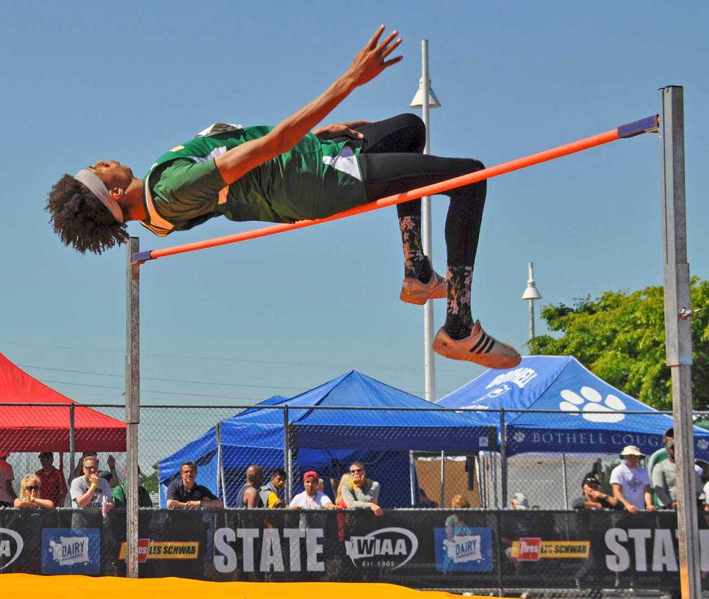 Kentridge&rsquo;s Tyler Cronk climbed 6 feet, 9 inches to capture the 4A state high jump title Friday at Mount Tahoma High School in Tacoma. HEIDI SANDERS, Kent Reporter