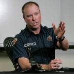 Telling his story: Valley Regional Fire Authority Firefighter/EMT Dean McAuley was in attendance during the Route 91 Harvest Festival and subsequent shooting incident in Las Vegas on Sunday night. He came to the aid of a young woman and others who were injured by gunfire. An emotional McAuley described his story to reporters at VRFA Station 31 on Wednesday. DENNIS BOX, Reporter