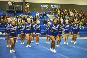 The Tahoma cheerleaders performed at a Tahoma boys basketball game on Jan. 17 at 7 p.m. It was the boys senior night as well. Photos by Kayse Angel