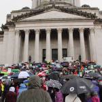 Hundreds of people turned out for the annual March for Life on Monday, Jan. 22. Most were opposed to bills heard that same day concerning abortion and contraceptive measures. Photos by Taylor McAvoy, WNPA Olympia News Bureau