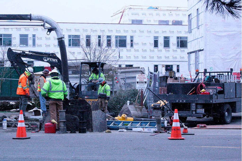 Some Enumclaw High School students will be able to move out of portables and into their new learning space much earlier than expected. Photo by Kevin Hanson