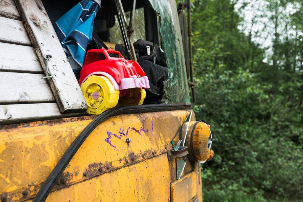 The smallest and least broken down vehicle on the property. Photo by Caean Couto