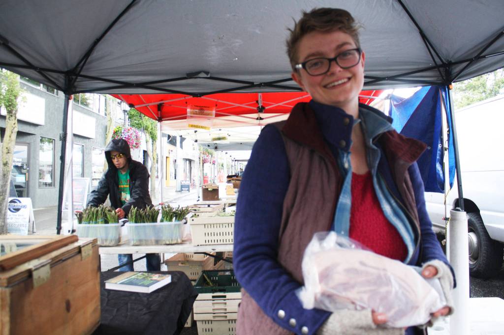 Lucia Wyss, a Hidden Valley Farms co-owner and West Seattle Farmers Market vendor, lobbied in favor of HB 2671. Photo by Melissa Hellmann