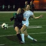 Photo by Kayse Angel                                Hazen and Kentwood battled it out Tuesday in Covington. The Conquerors scored a late goal to win the match 1-0. The loss is Hazens first of the season.