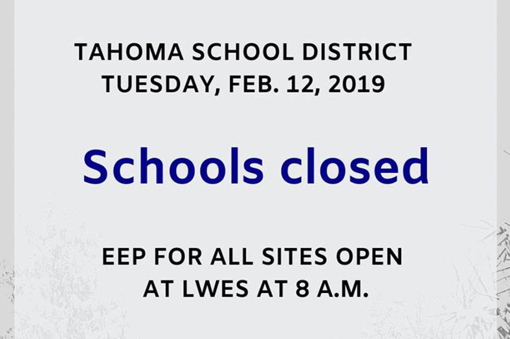 UPDATE | Kent, Tahoma School Districts closed for Tuesday