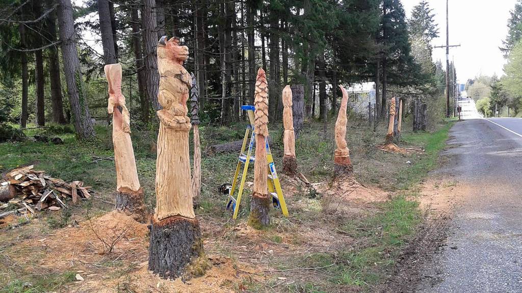 Finished pieces of carved artwork by Maple Valley resident Ken Gruenes. Submitted photo from Jan Johnson-Schelvis