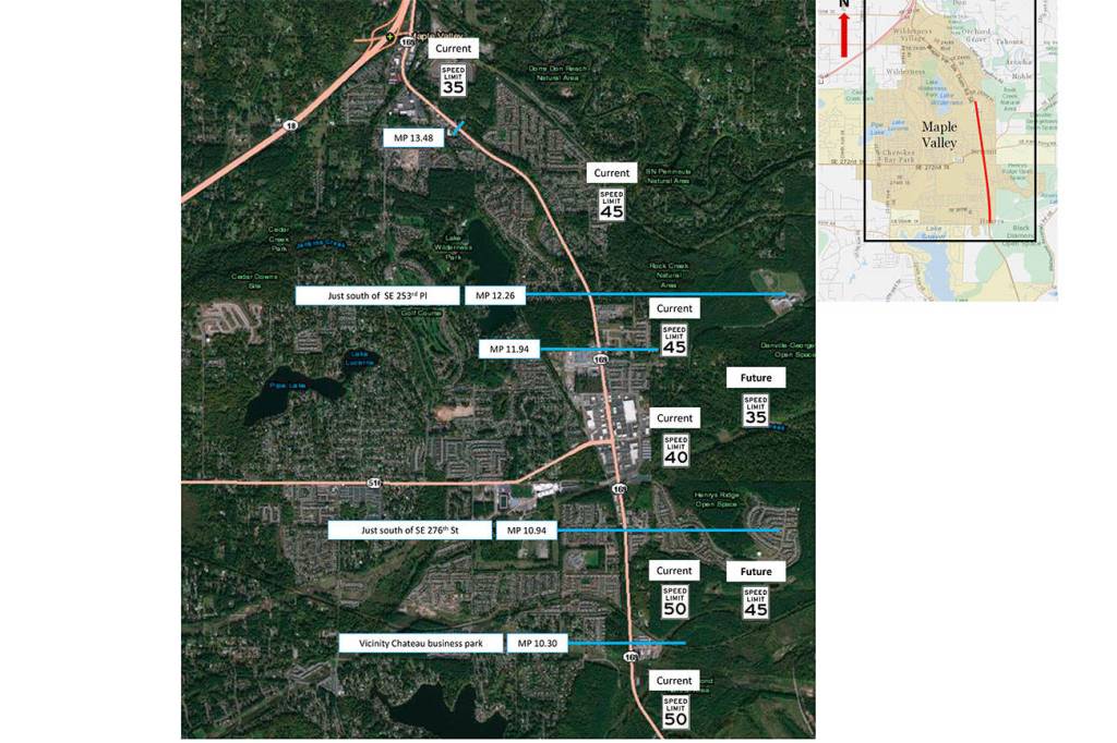 A photo of the changes in speed on Highway 169 going through Maple Valley. Submitted photo from the city of Maple Valle