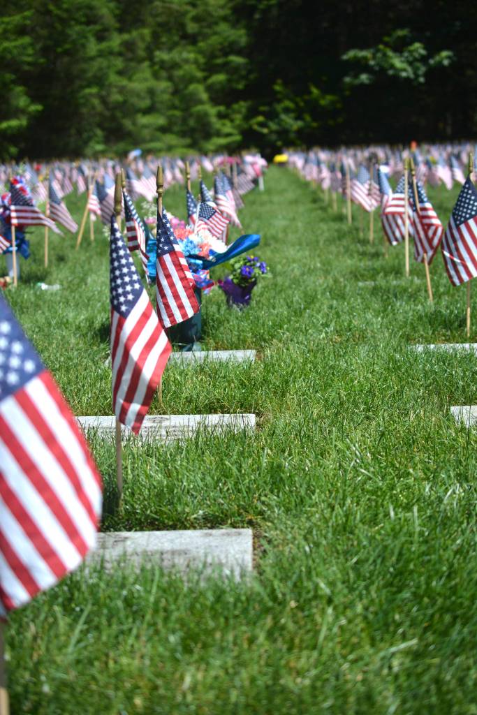 American flags line the Tahoma National Cemetery during Memorial Day on May 27.