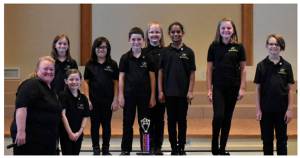 Submitted photo                                 Pictured left to right: Karen Martin, Primo Voce instructor and Kent Elementary Music Specialist; Nelli Southwick, Covington Elementary; Sophia Dermody, Sunrise Elementary; Elizabeth Ollom, Martin Sortun Elementary; Dennis Mottern, Covington Elementary; Isabelle Paxton, Sunrise Elementary; Irene Biju, Sherwood Forest Elementary, FWSD; Holly Johnson, Maple Valley homeschool; and Taylor Roy, Lake Youngs Elementary. Not pictured is Latin Wombles,Grass Lake Elementary.