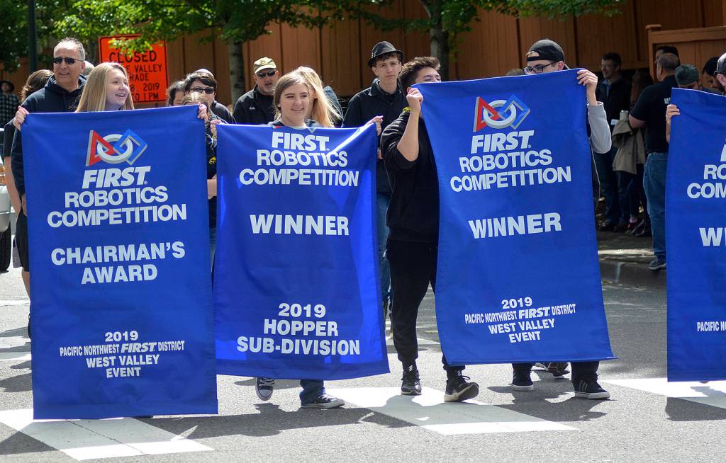 Bear Robotics show off their wins of the season during the Maple Valley Days Parade on June 8. Photo by Kayse Angel