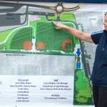 A Maple Valley Parks Department employee shows where on the map certain elements will be placed in Summit Park. Photo courtesy of the City of Maple Valley.