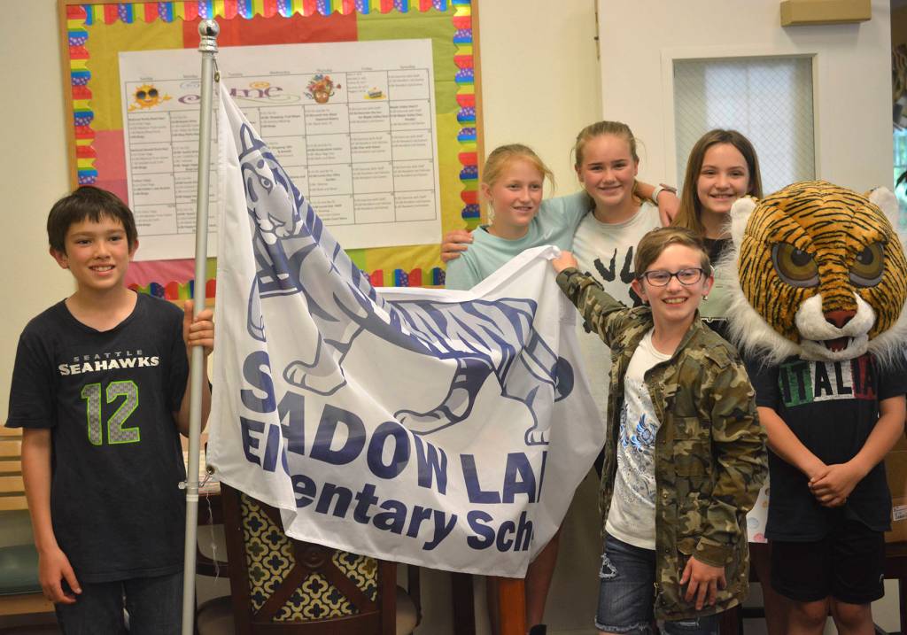 Photos by Kayse Angel                                 Students from Shadow Lake Elementary School visited Fountain Court Senior Living to give the seniors who live there a little piece of happiness. The kids handed out hand-painted tiles. Students left to right, Jaxon Pyda, Kate Spangler, Siene Martin, Hailey Hough and Nadia Whited.