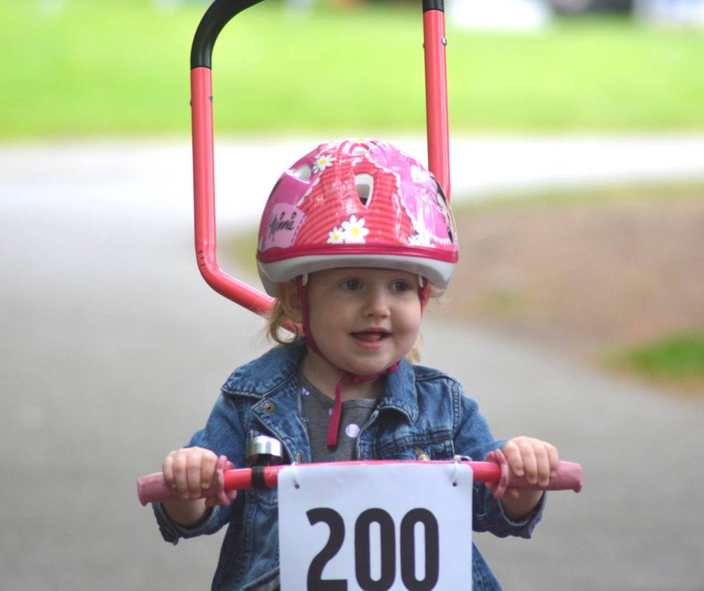 Ava Klemetsen finishes the race at the Maple Valley Bike Safety Rodeo and Bike Challenge that took place on June 22 at Lake Wilderness Park.