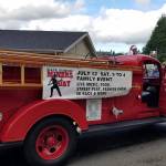 The original Black Diamond Fire Departments fire truck advertises for 2019 Miners Day. Photo by DAnn Tedford                                 The original Black Diamond Fire Departments fire truck advertises for 2019 Miners Day. Photo by DAnn Tedford                                 The original Black Diamond Fire Departments fire truck advertises for 2019 Miners Day. Photo by DAnn Tedford