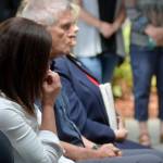 Tricia Flintoft cries during the memorial service for former Tahoma teacher Bill Pringle. Flintoft is a former student of Pringles and is the one who arranged his memorial. Photo by Kayse Angel