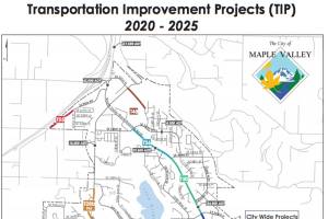 Photo courtesy of the City of Maple Valley.                                 A map of projects outline for the 2020-25 TIP, which was approved by the Maple Valley City Council on Monday, July 22.