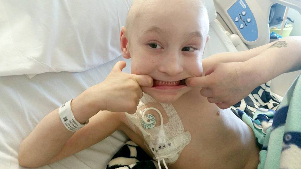 Photo courtesy of FARF 5K.                                 Isaac Graham-Anderson, 8, right after his bone marrow transplant at Seattle Childrens Hospital in 2016.