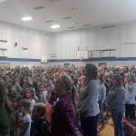Hundreds of students, veterans and their families crowded into the Glacier Park Elementary School gymnasium for a special Veterans Day Assembly held by the fifth grade class on Friday, Nov. 8. Photo by Danielle Chastaine.                                 Hundreds of students, veterans and their families crowded into the Glacier Park Elementary School gymnasium for a special Veterans Day Assembly held by the fifth grade class on Friday, Nov. 8. Photo by Danielle Chastaine.